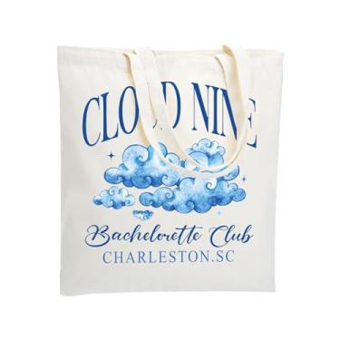Imagem de WZJHCL Bolsa de dama de honra Bride On Cloud Nine Bachelorette Tote Tote Shopping Bag Bachelorette Party Gift Bridal Shower Gift, Bolsa Cloud Nine, Large