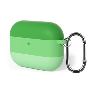 Imagem de GANGANPRO Compatível com Air-Pods Pro 3 (2025) Capa de silicone gradiente, capa protetora de silicone macio com acessórios de chaveiro para mulheres e homens - verde gradiente