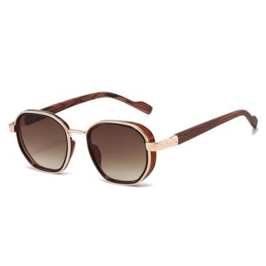 Imagem de HCHES Óculos de Sol Masculino Feminino Vintage UV400 Clássico (Lentes Degradê Chá)