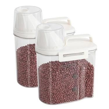 Imagem de Kit 2 Pote Hermético Acrílico 1800ml Transparente Copo Medidor Bico Dosador Mantimentos Lavanderia