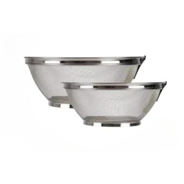 Imagem de Kit Cesta Inox Multiuso Escorredor E Armazenamento Frutas Legumes Arroz Macarrão 22 CM 28 CM (KIT com 2 de 22CM)