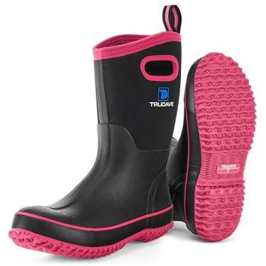 Imagem de Trudave Botas de borracha femininas, botas de chuva de cano médio, botas femininas à prova d'água, botas de lama para trabalho ao ar livre com isolamento de neoprene para caça, agricultura, jardinagem