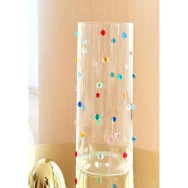 Imagem de Vaso de Vidro Decorativo 1700ml com Gemas de Vidro - Design Italiano para Vasos Decorativos para Sala e Jarra de Vidro para Flores(Mini Gemas Coloridas)