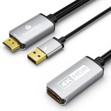 Imagem de THANDBLE Adaptador HDMI ativo para DisplayPort (4K 60Hz 1080p 120Hz), fonte HDMI unidirecional para adaptador de porta de exibição de monitor DP compatível com NVIDIA, AMD, PS5/4, Xbox, PC, laptop