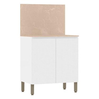 Imagem de Balcão 2 Portas 80 Cm Art 6018 Com Tampo E Painel Branco ártico – Kits Paraná