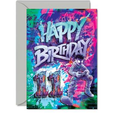 Imagem de Giftzie Cartões de aniversário de 11 anos para meninos e meninas - Epic Gamer - Cartão de feliz aniversário para meninos de 11 anos, neta, irmão, irmã sobrinho, cartões comemorativos A5 aniversário