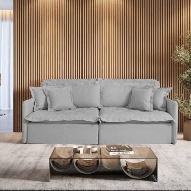 Imagem de Sofá Retrátil E Reclinável Iris 2,00m Linho Cor Cinza 2341 Usb Sem Kit Usb