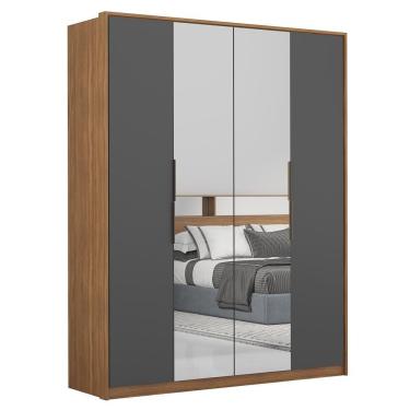 Imagem de Guarda Roupa Casal 4 Portas 2 Com Espelhos Attore D02 Amendola-grafito - Mpozenato