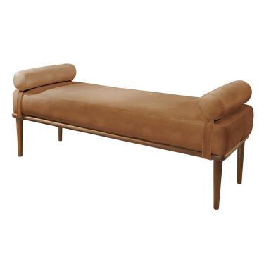 Imagem de Recamier Banco Berlim Luxo Madeira Maciça Castellar Móbile Corino Caramelo Corino Caramelo