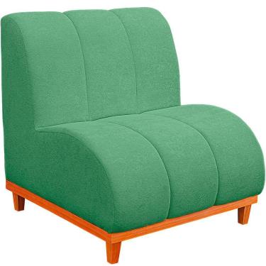 Imagem de Namoradeira Marselha Base De Madeira Para Sala Hotel Tecido Boucle Cor Verde Esmeralda