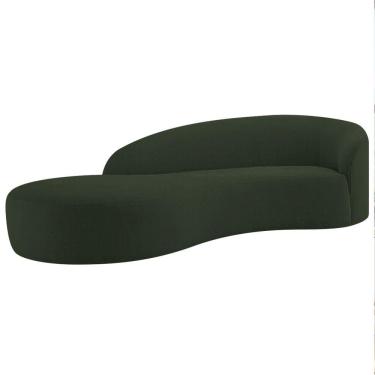 Imagem de Divã Recamier Orgânico França 160cm Lado Esquerdo Linho - Doce Sonho Móveis Verde