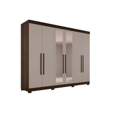 Imagem de Guarda-roupa Casal 6 Portas 6 Gavetas Com Espelho órion Premium Salleto Savana/off White