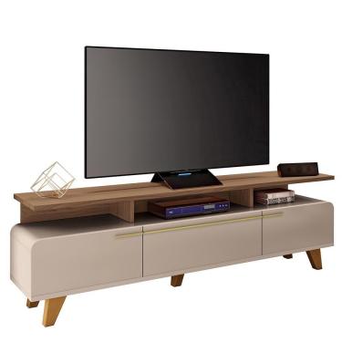 Imagem de Rack Bancada Essenza 2.0 Off White-castanho Para Tv Até 70? - Hb Móveis Off White-castanho