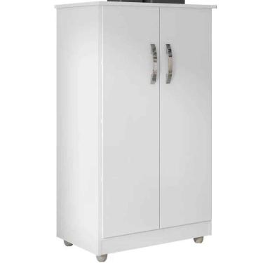 Imagem de Armário Multiuso Rosa 2 Portas 3 Prateleiras Branco