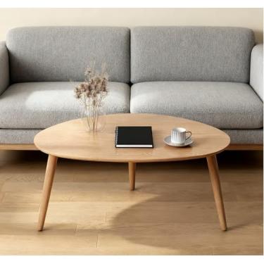Imagem de Mesa para Café de Centro com Pés Palito Cor Mel Natural 90x52cm, Mesa da Manhã em Madeira, Design Mid-Century para Sala de Estar, Fácil Montagem
