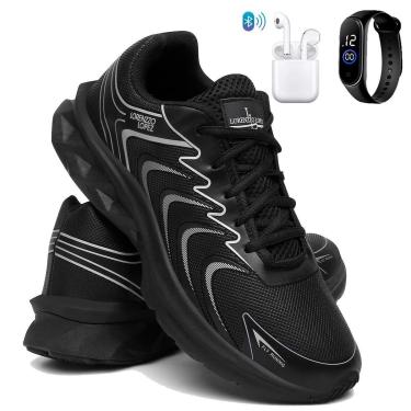 Imagem de Kit Tênis Masculino Macio Para Corrida e Treino Confort com Fone e Relógio-Masculino