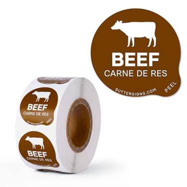 Imagem de Etiquetas de alimentos de carne bovina 500 peças | Etiquetas adesivas em negrito de 2,5 cm para buffet de festa, delicatessens, sanduíches, recipientes de alimentos