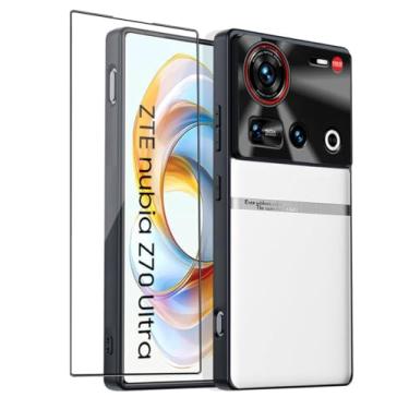 Imagem de QUIETIP Capa compatível com Nubia Z70 Ultra 5G com protetor de tela, capa rígida protetora de lente fina à prova de choque, branca