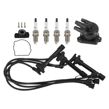 Imagem de Raodelupe Kit de ignição BKR6E-11 Cabo de vela de ignição do rotor da tampa do distribuidor compatível com Honda Acty Truck HA1 HA2 HA3 HA4 30103-P1A-004 30102-PZ3-J02 30110-PZ3-006