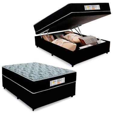 Imagem de Cama Box Baú Casal Sintético + Colchão Molas Ensacadas SerenePrime Sonnolux 138x188x69...