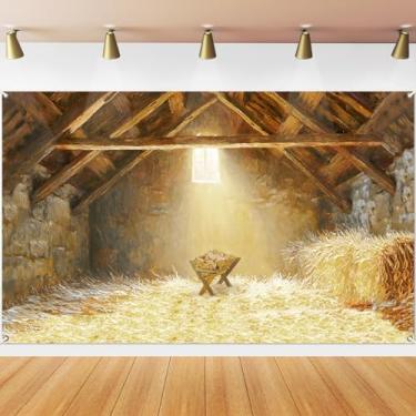 Imagem de Cenário de Presépio de Natal Natal Bebê Jesus Presépio Fundo de Natal Fazenda de Madeira Celeiro Porta Manjedoura Fotografia Pano de Fundo Natal Chá de Bebê Família Cristã Festa Feriado Banner