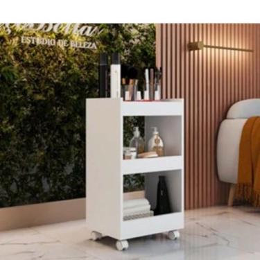 Imagem de Carrinho Auxiliar com Rodinhas Suporte para Esmalte Salão de Beleza Manicure Organizador 3 Prateleiras