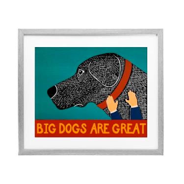 Imagem de Stupell Industries Impressão emoldurada cinza Big Dogs Are Great Under Glass, design de Stephen Huneck, 13 x 16