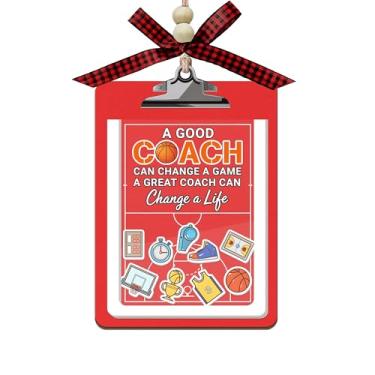 Imagem de Enfeite de batido de apreciação de treinador de basquete - Prancheta esportiva presente de madeira e acrílico de 3 camadas - Um bom treinador pode mudar um enfeite de jogo - Presente de agradecimento