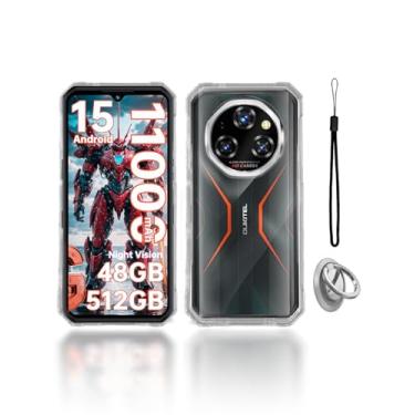 Imagem de KONXISA Capa para OUKITEL WP55 Pro 5G, capa de telefone com fivelas e cordões, capa protetora de material TPU premium, capa protetora resistente a arranhões e quedas, transparente