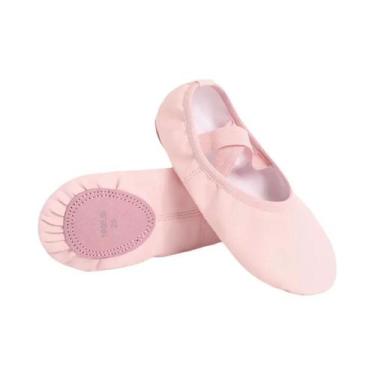 Imagem de Sapatilhas De Ballet De Couro Para Meninas Pequenas, Sola Macia, Sapat