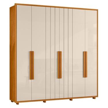 Imagem de Guarda Roupa Casal Veronese Ripado 6 Portas Cinamomo/off White - Madetec Cinamomo/off White