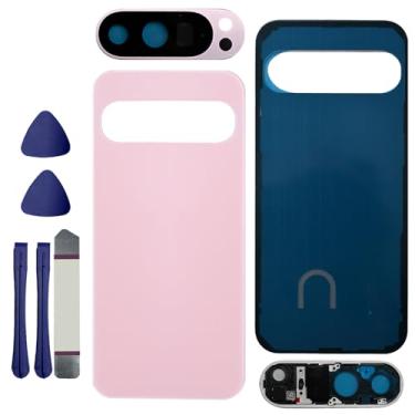 Imagem de Substituição de vidro traseiro para Pixel 9 Pro para Google Pixel 9 Pro 5G Capa traseira de vidro com fita pré-instalada e lente de câmera + ferramentas (quartzo rosa)