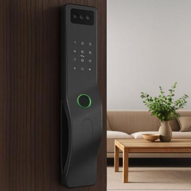 Imagem de Fechadura Inteligente Digital com Biometria Senha Cartão Recarregável 