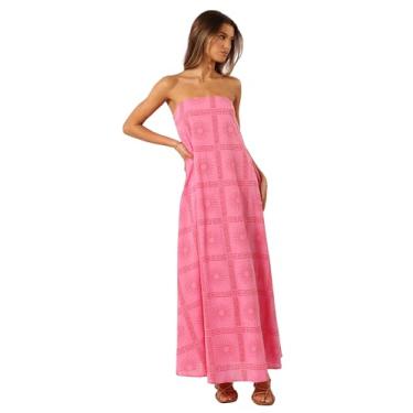 Imagem de Petal & Pup Vestido longo feminino Soph sem alças, Rosa, vermelho, P