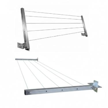 Imagem de Varal De Parede Aluminio Dobravel Retratil Ajustavel Casa Apartamento Não Enferruja Suporta 40kg