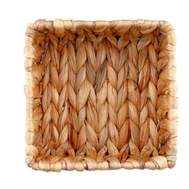 Imagem de Santa Barbara Design Studio Bandeja de guardanapo – Cesta de armazenamento de jacinto de água feita à mão para guardanapos, quadrado de 15 cm x 6,3 cm de profundidade, coquetel