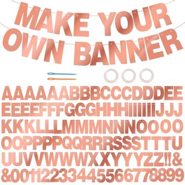 Imagem de BEISHIDA 116 PCS Glitter DIY Letter Banner Kit Make Your Own Banner,Including 111 Letters and Numbers 3 Rope and 9 Threading Device,Birthday Graduation Wedding Party Decor,Double-sided Rose Gold