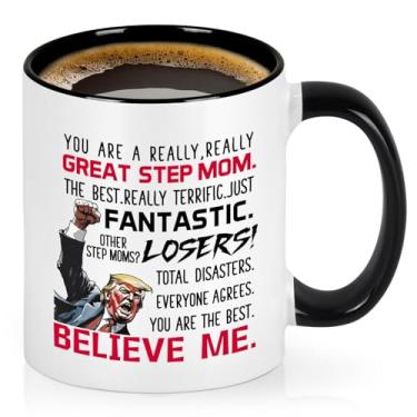 Imagem de Cabtnca Presentes de dia das mães, presente de aniversário de dia das mães para madrasta, presentes de mãe bônus de filha filho, caneca de café engraçada Trump, 325 ml