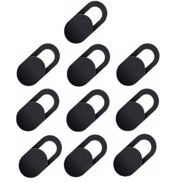 Imagem de 10 capas para webcam, capa de webcam compatível com laptop, desktop, PC, MacBook Pro, iMac, Mac mini, iPad Pro, smartphone, protege sua privacidade e segurança, adesivo forte (preto)