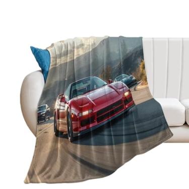 Imagem de HouLaiZhe Cobertor Super Macio Flanela Drift Carro JDM NSX Carro Esportivo Rápido Fresco Leve Cobertores de Refrigeração para Sofá-Cama Cadeira Sofá Carro Viagem ao Ar Livre Leve Quente 127 cm x 152