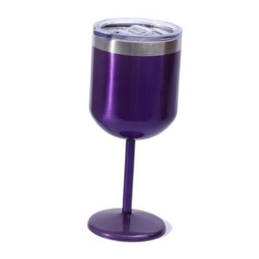 Imagem de Taça de Vinho Térmica Taça Copo Térmico De Aço Inoxidável Taças para Festa 510ml Base antiderrapante(Roxo)