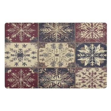 Imagem de STAYTOP Tapete de Natal com flocos de neve para entrada externa 81 x 50 cm, tapete de boas-vindas ao ar livre/interno, tapetes de banho fofos, capacho frontal antiderrapante para entrada, pátio, áreas