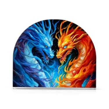 Imagem de Wassud Porta-guardanapos de acrílico dragão de fogo e dragão de água, dispensador de guardanapo de papel moderno em forma de U para mesa, cozinha, sala de jantar, bancada 1 peça (comporta 50-60