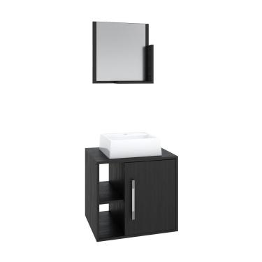 Imagem de Conjunto Balcão C-cuba Q32 E Espelheira Soft 500 Branco Chess C-snow Preto ônix