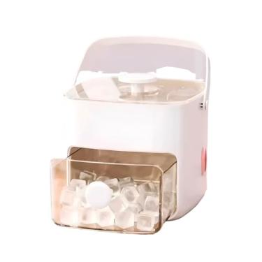 Imagem de Dispenser de Gelo 2 em 1 com Forma, Plástico, 48 Cubos, Recipiente com Pegador, 15x16x14,5cm, Tampa de Vedação