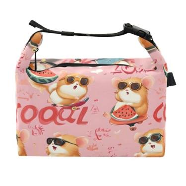Imagem de STAYTOP Lancheira fofa de hamster com fivela de alça, lancheira isolada para meninos e meninas, lancheira térmica para trabalho escolar