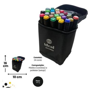 Imagem de Kit 24 Canetas Hidrográficas Coloridas com Estojo Organizador - IDEAL