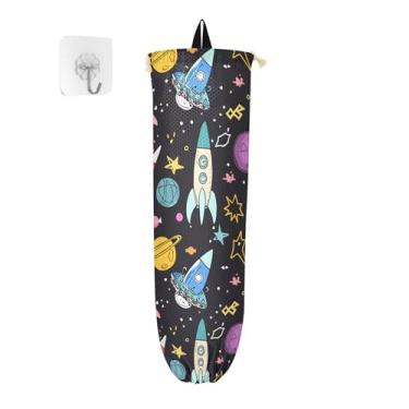 Imagem de xigua Suporte de parede de plástico colorido Rockets com cordão, pacote com 2, organizador de sacolas de compras reutilizáveis para bolsas, meias, roupas íntimas e gravatas