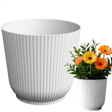Imagem de Cachepô Talin Branco 2,5L 16cm x 15cm de Polipropileno Duro e Resistente, Compativel com Sistema Autoirrigável - Vaso Decorativo Elegante para Plantas - Top Garden