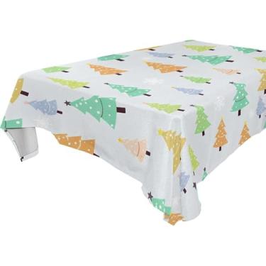 Imagem de Burbuja Toalha de mesa de árvore de Natal, toalha de mesa quadrada anti-rugas grossa para decoração de jantar, cozinha, festa, 152 x 152 cm